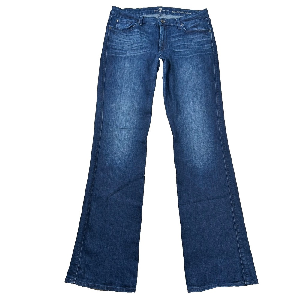 7 For All Mankind Jeans Womens 32 Karah Bootcut Flare Dark Wash Whiskered Denim